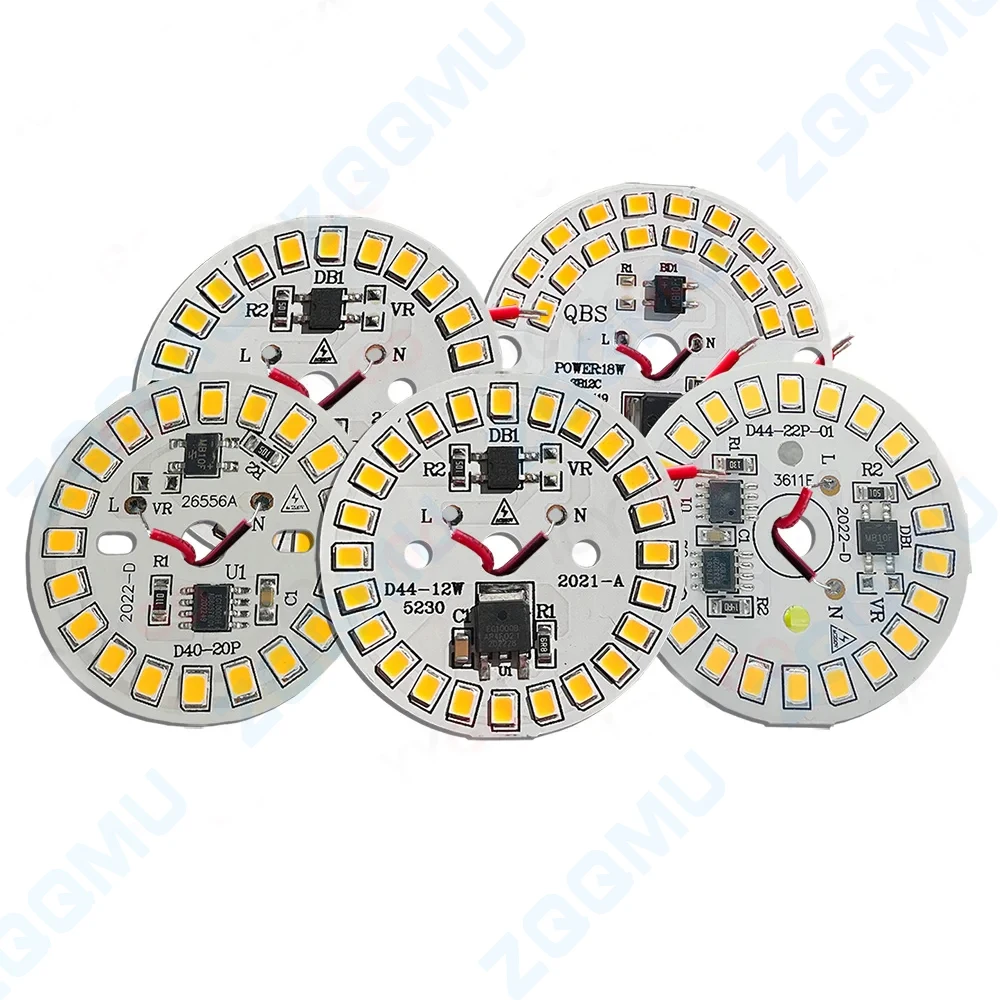 10PCS LED Light Source Board Driver-Free 3W 5W 7W 9W 12W 15W 18W 2835 Round High Voltage 220V Constant Current Light Board Bulb