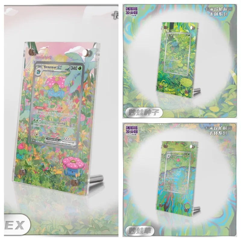 popular-pokemon-expositor-classicos-bulbasaur-evolucao-serie-acrilico-cartao-tijolo-foto-quadro-ptcg-presente-brinquedos-nao-incluem-cartao