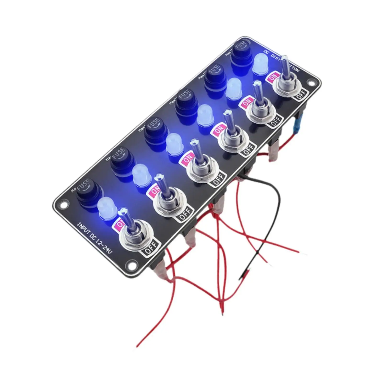 Marine Rocker Switch Panel 6 Gang Toggle Switch ON Off Controller for Boat Car Truck Camper 12V 24V