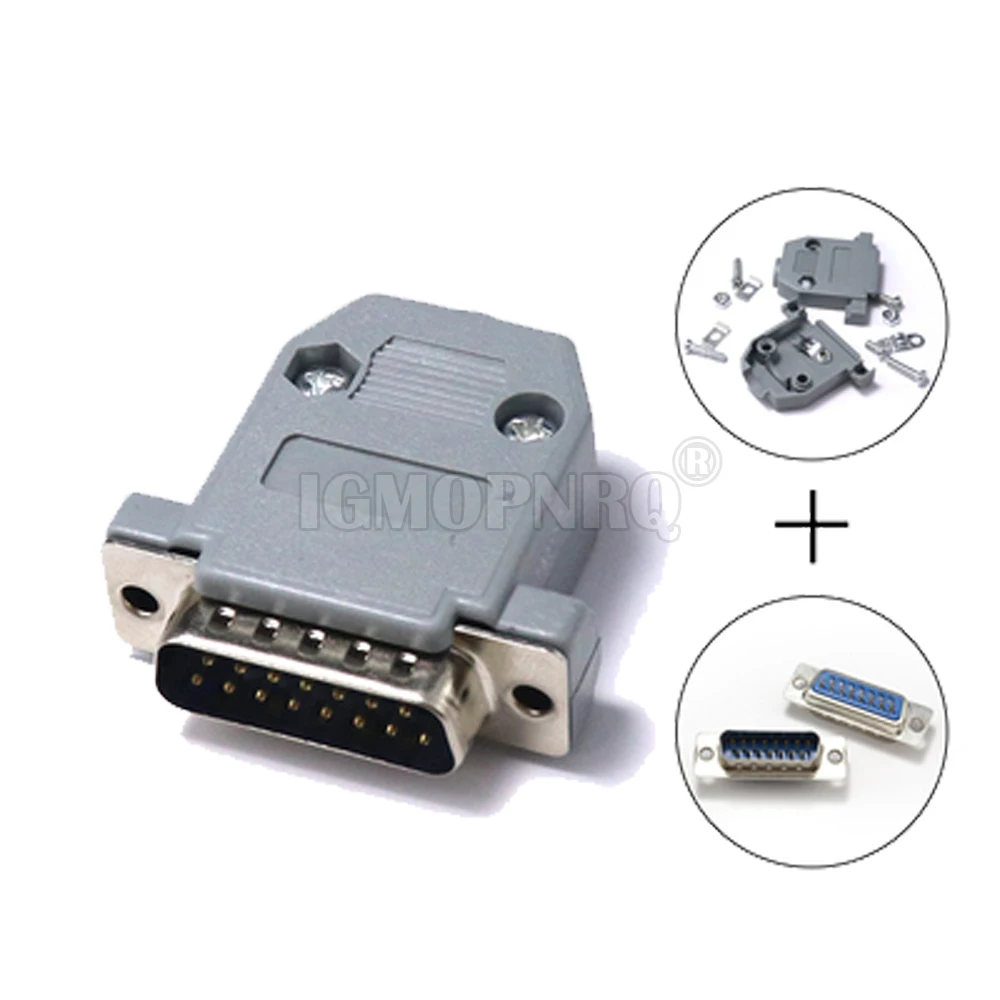 1set DB15 DB25 DB9 DB37 Parallel Serial Port Fmale/Male Solder Connector+Plastic Assemble Shell Cover 37 9 15PIN VGA Adapter