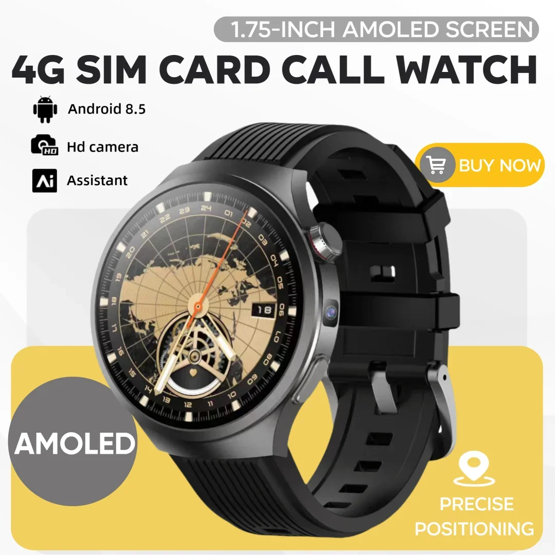 

VP30 1.75" AMOLED Smartwatch, 4G Android 10 Watch with GPS, 500W HD Camera, Heart Rate/SpO2 Monitor, WiFi & International Calls