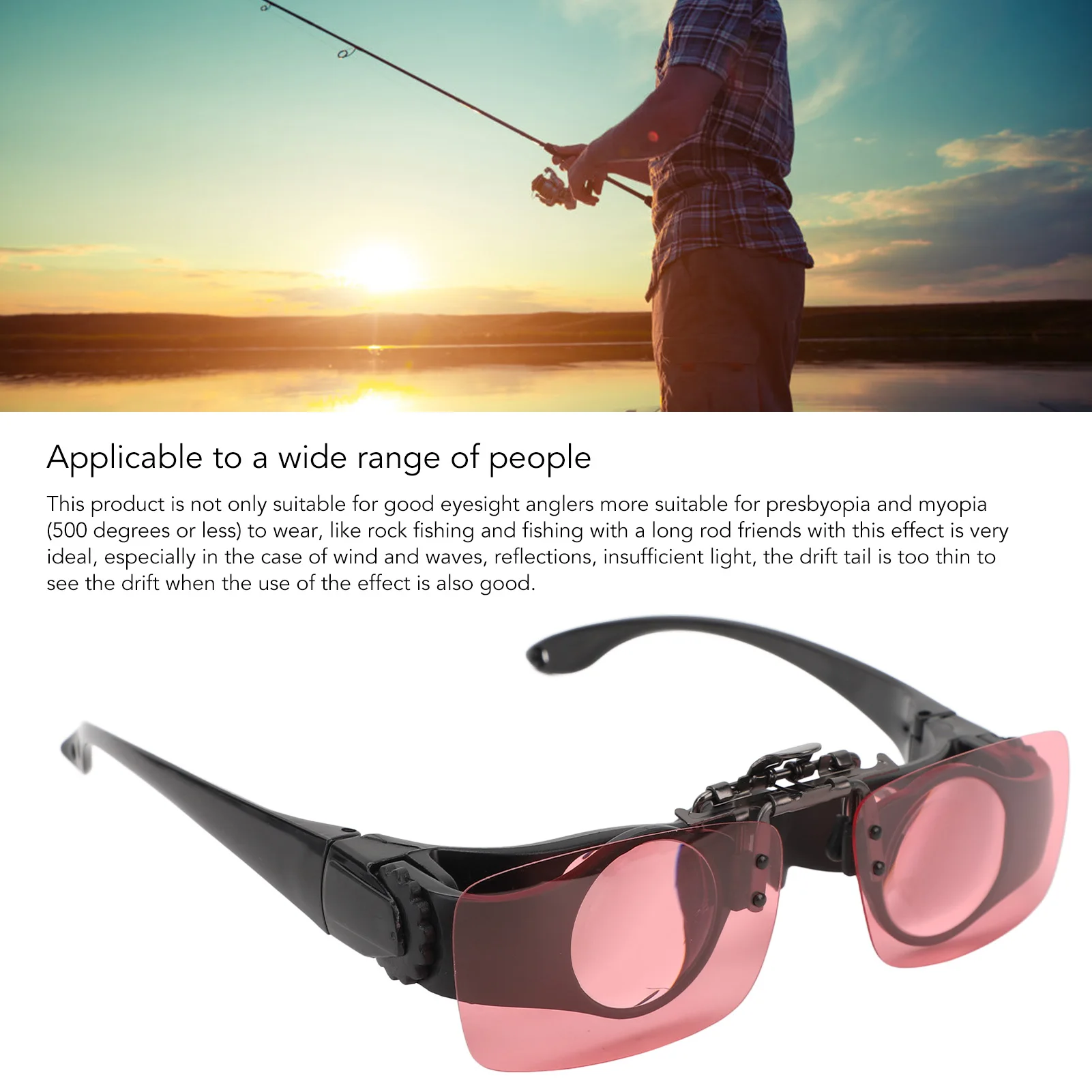 Fishing Binocular Glasses, 8x Zoom Telescope Glasses, Nose Rest Fishing Binocular Glasses Triple Color CPL Filters