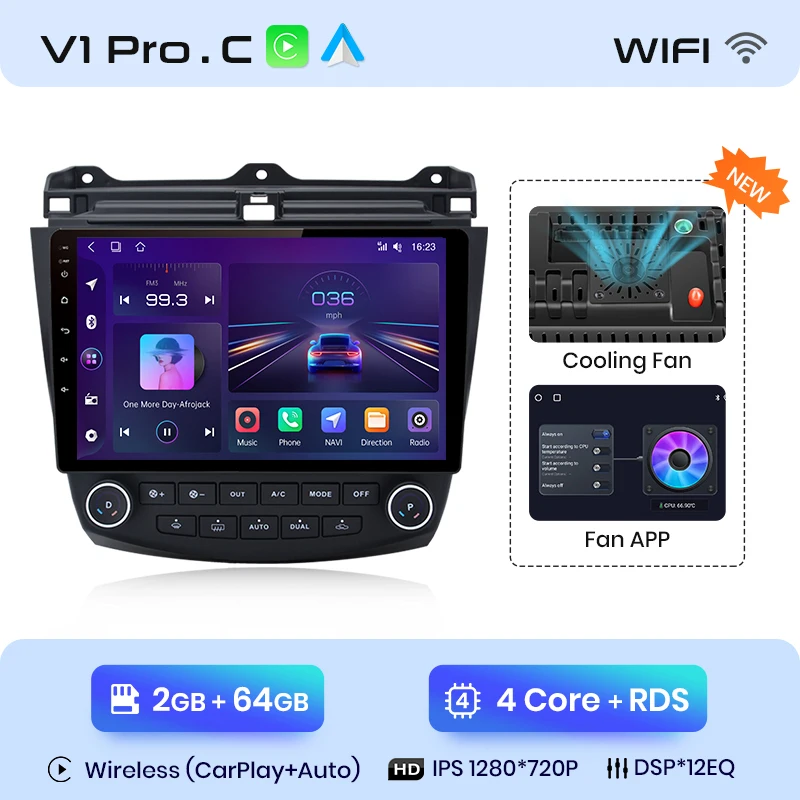 Junsun Draadloze Carplay Android Auto Autoradio Voor Honda Accord 7 2003-2008 Gps Intelligente Systemen Stereo Multimedia Autoradio