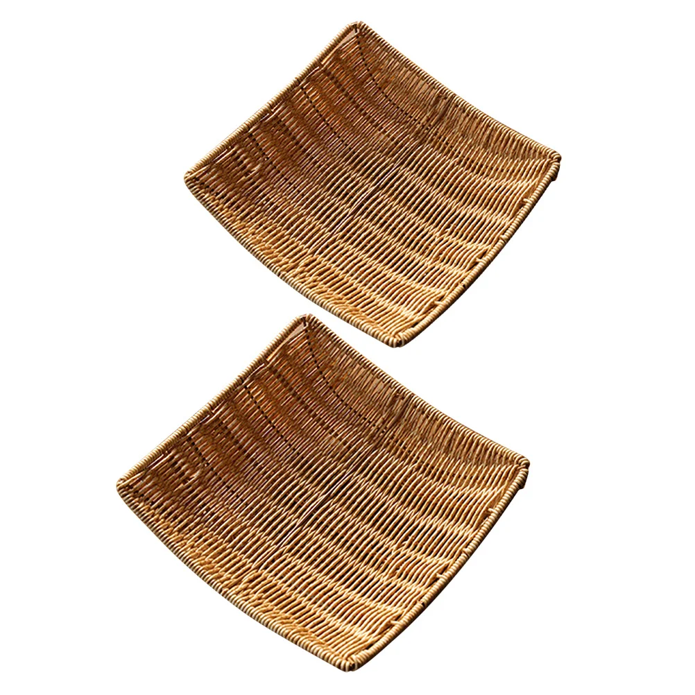 

2Pcs Woven Rattan Fruit Basket Anti Slip Design Stylish Storage for Fruits Snacks and Fried Foods Fruit Holder