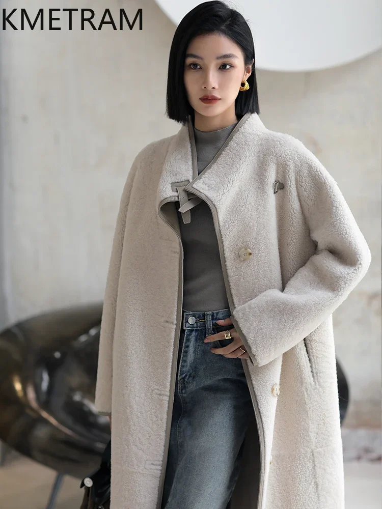 Natural Wool Sheepskin Double Faced Fur Coat Women Luxury Long Fur Jacket 2024 Winter Clothes New in Outerwears шуба женская