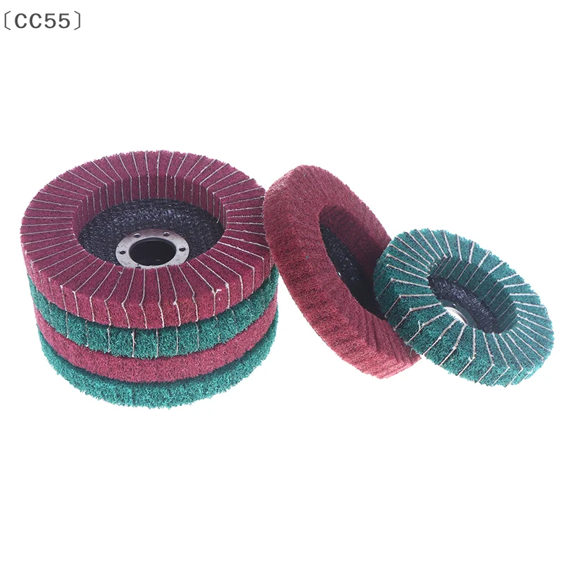 [-CC55」 100/115/125 مللي متر طحن عجلة لطاحونة زاوية ألياف النايلون رفرف إطارات لامعة غير المنسوجة قرص الطحن للخشب المعدني