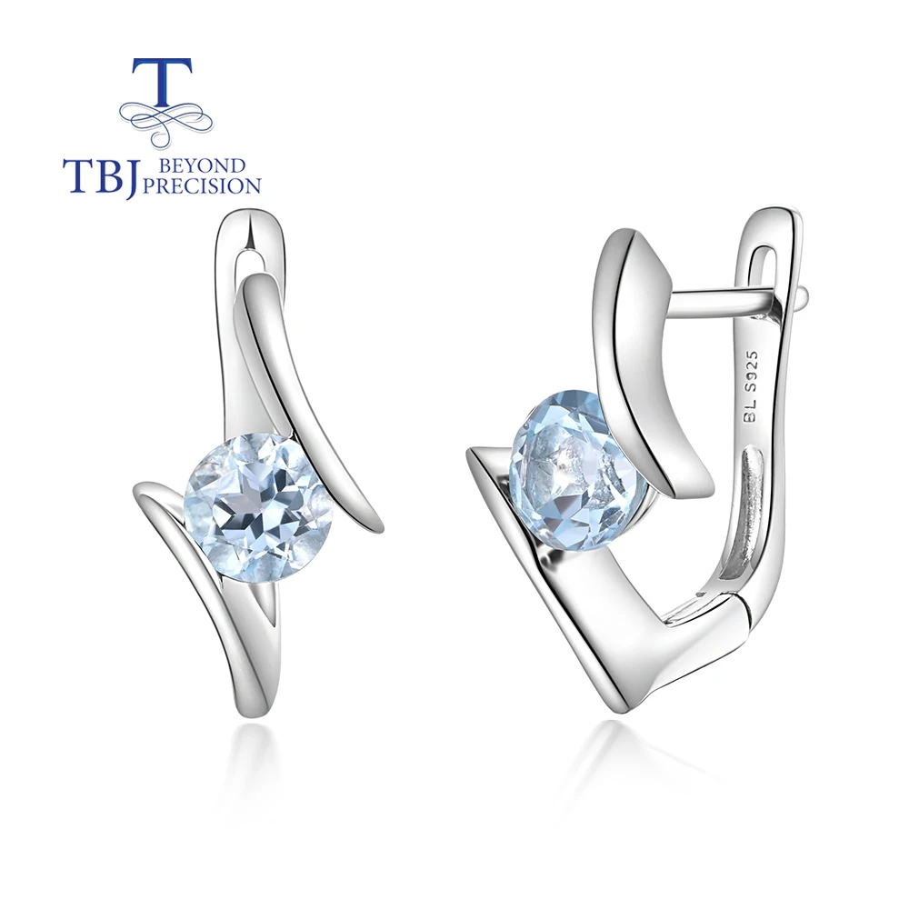 

Simple stylish Natural Sky Blue Topaz earrings for girls and ladies 925 sterling silver fine jewelry gifts