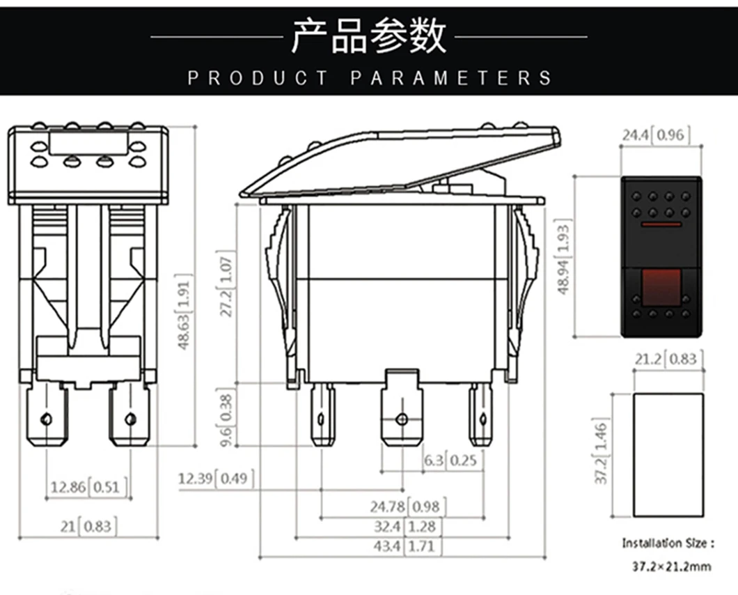 ABILKEEN-KCD2 Plastic Rocker Marine Switch, On-Off Trava Toggle Switch, Interruptor de Modificação do Carro com LED Iluminar