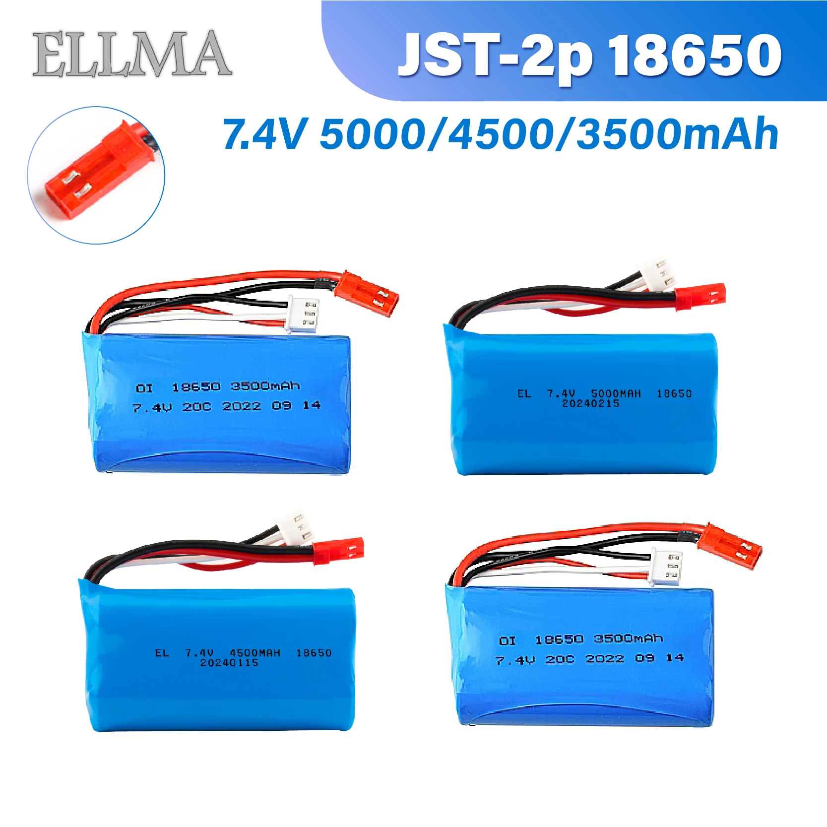 Литий-полимерный аккумулятор jst для Henglong 7,4 3500 5000 18650 3818 3879 HUINA 3898 3958 580 550 582, запасные части для резервуаров