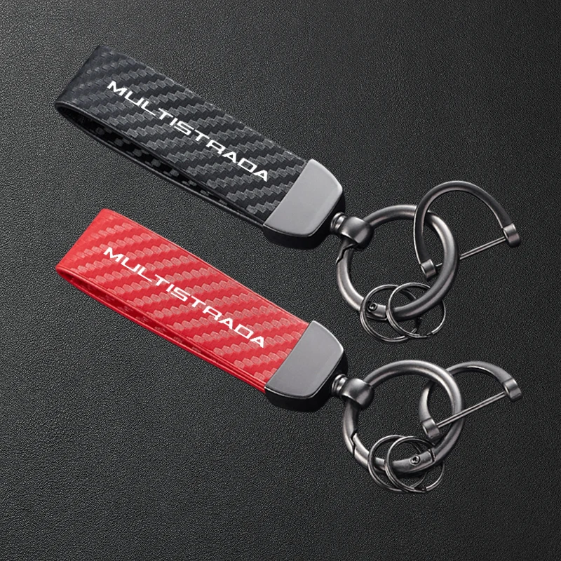 

FOR Ducati MultistradaV4 S RS Rally Multistrada1200 Multistrada 1200 Carbon Fiber Textured Leather Keychain Motorcycle Keyring