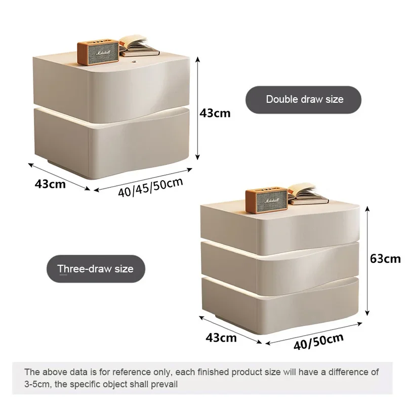 

-Newest Cream Smart Floating Nightstand With Sensor LED Light Modern Lamp Luxury Nightstand 3 Drawers Bedroom Furniture