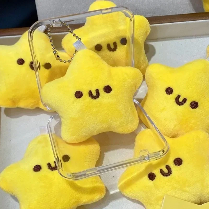 1-50pcs Yellow Star Squeaky Pendant Plush Doll Keychain Cute Star Keychain Soft Keyring for Bag Backpack Car Decoration Gift
