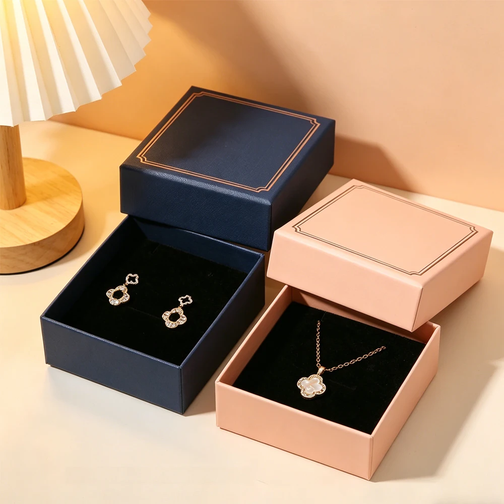 

10/16/24PC Pink Gold Stamping Jewelry Box Ring Earring Bracelet Necklace Packaging Box 7.5x7.5x3.5cm Jewelry Earth Sky Cover Box
