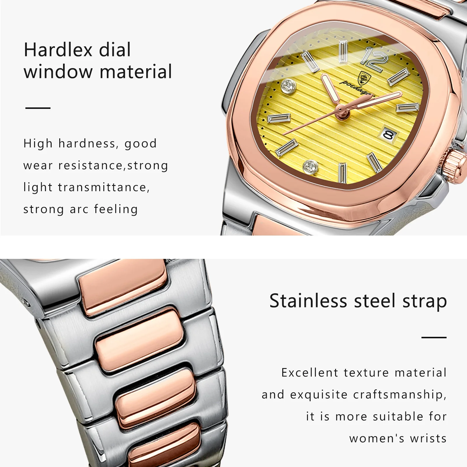 POEDAGAR Top Luxury Woman Watch Waterproof Luminous Date Ladies Watch Simple Square Women\'s Quartz Watches Elegant Female Clock