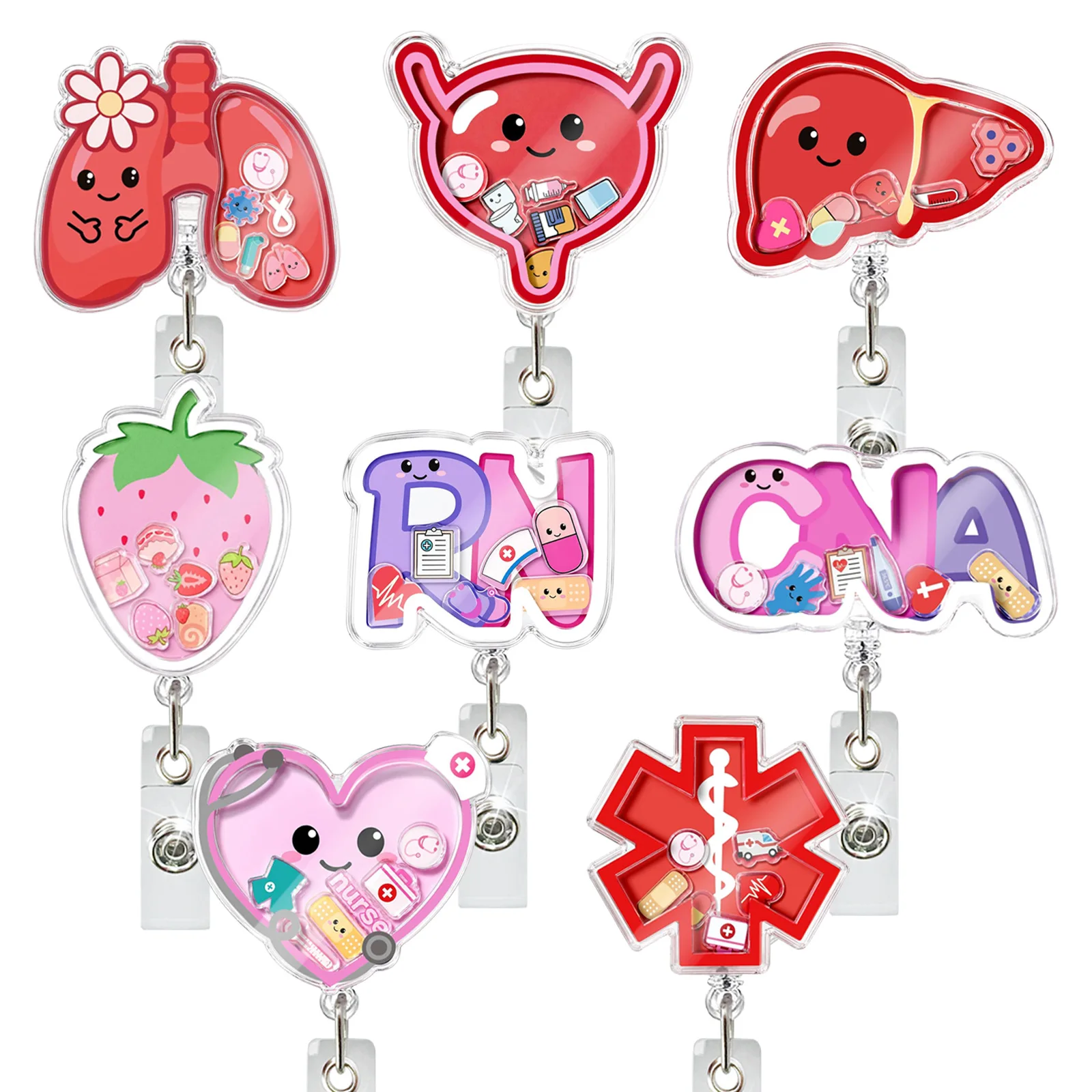 Medical Organ Retractable Badge Reel, Badge Reel with Alligator Clip for Nurse Doctor ID Badge Clip