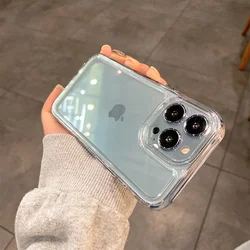 Luxury Clear Space Soft Case for iPhone 11 12 13 14 15 16 Pro Max X Xs XR 8 Plus se 2 3 10 Ultra Thin Transparent TPU Back Cover