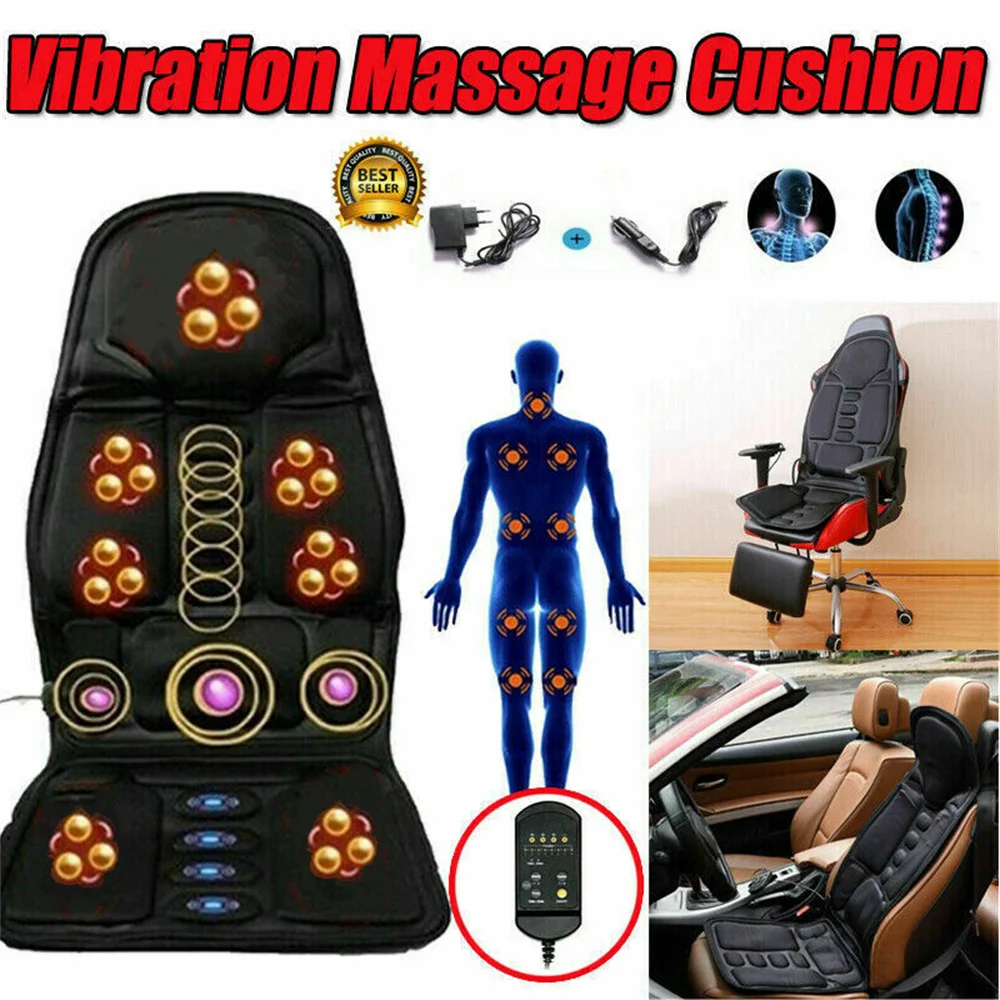 Car Seat Cover 8 Modes Massage Cushion Vibration Massage Cushion Auto Universal Neck & Waist Massage for Home Car Accessories