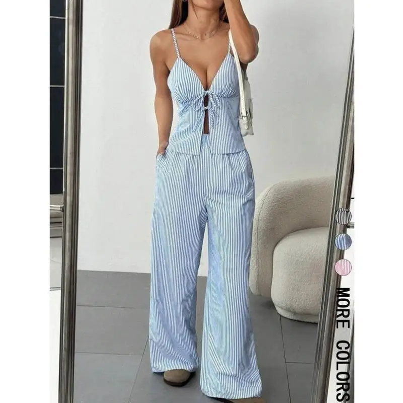 

Women's Two-Piece Set Stripe Print Slim oulder Casual Sport Suit Seven Sve Autumn Faion Ensemble Outfit