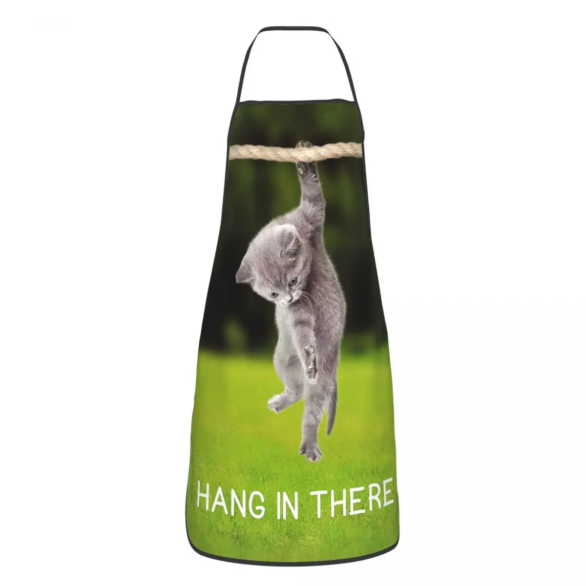 Custom Unisex Hang In There Cat Poster Bib Apron Adult Women Men Chef Tablier Cuisine for Cooking Kitchen Gardening