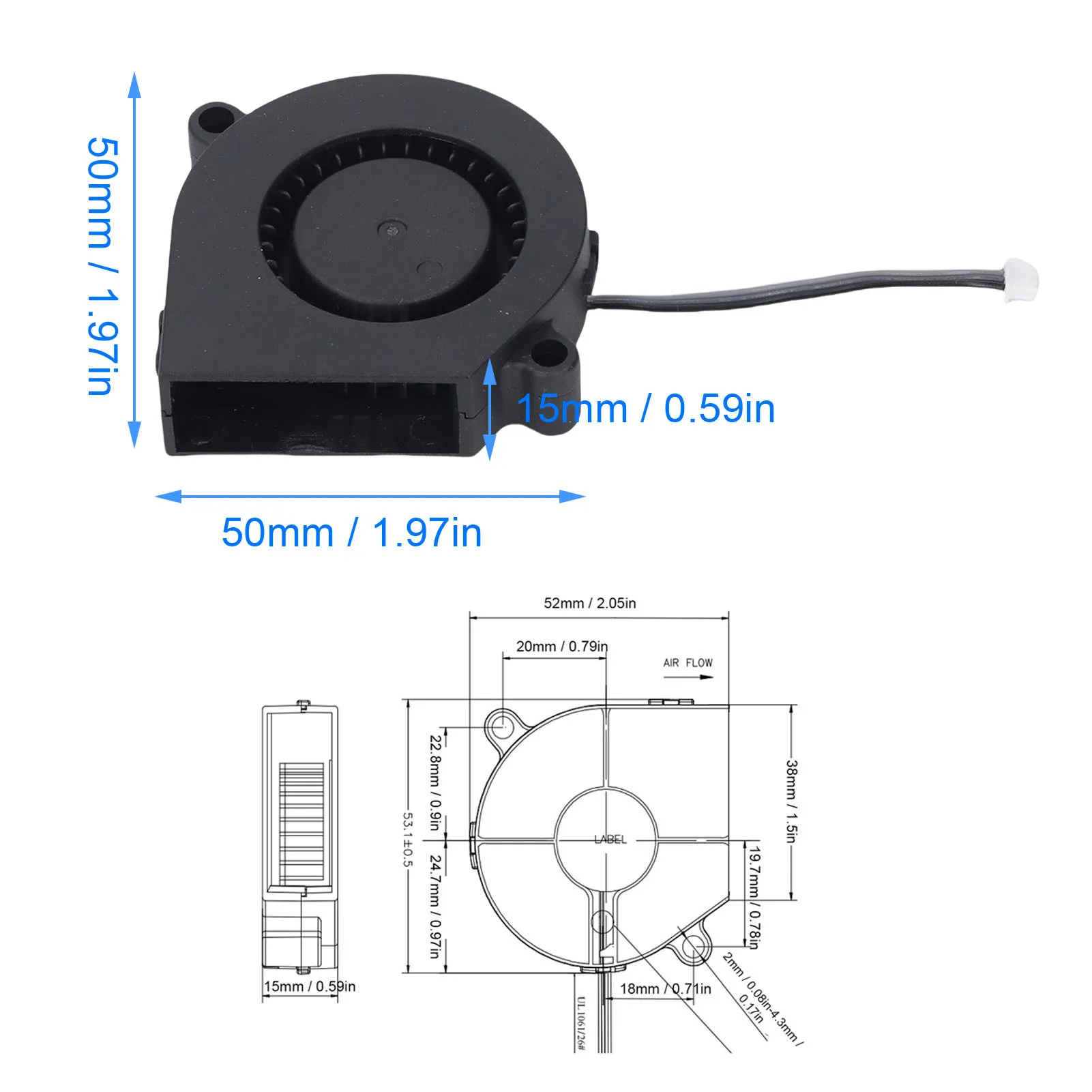 3D เครื่องพิมพ์พัดลมระบายความร้อนชุดขนาดกะทัดรัดที่มีประสิทธิภาพเสถียรภาพที่ดี Double Ball Bearing ABS 3D เครื่องพิมพ์รุ่นพัดลมระบายความร้อนสําหรับซ่อม