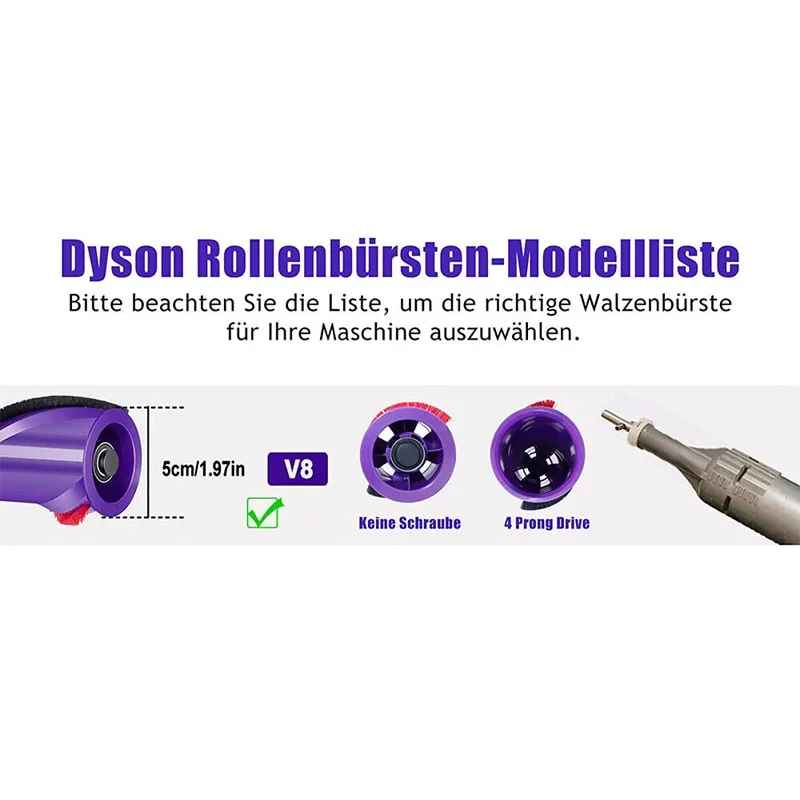 For Dyson V8 Head Brush Direct Drive Carbon Fiber Floor Brush Roll Bar Replacement Cordless Cleaner 967485-01 Part