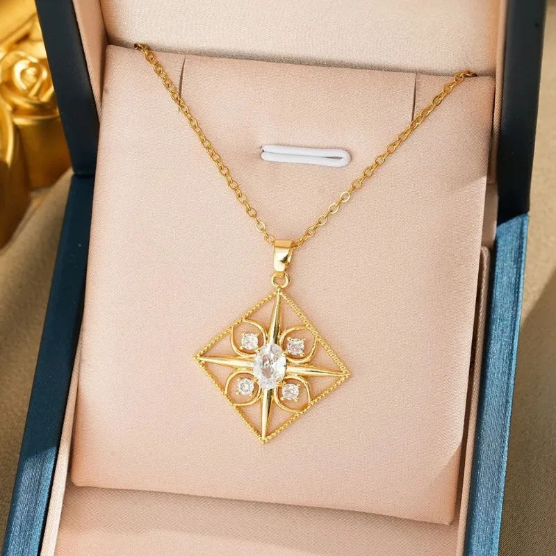 

Женское колье из шестиугольной титановой стали из 18-каратного золота, модное колье для одежды, комплект изумрудов