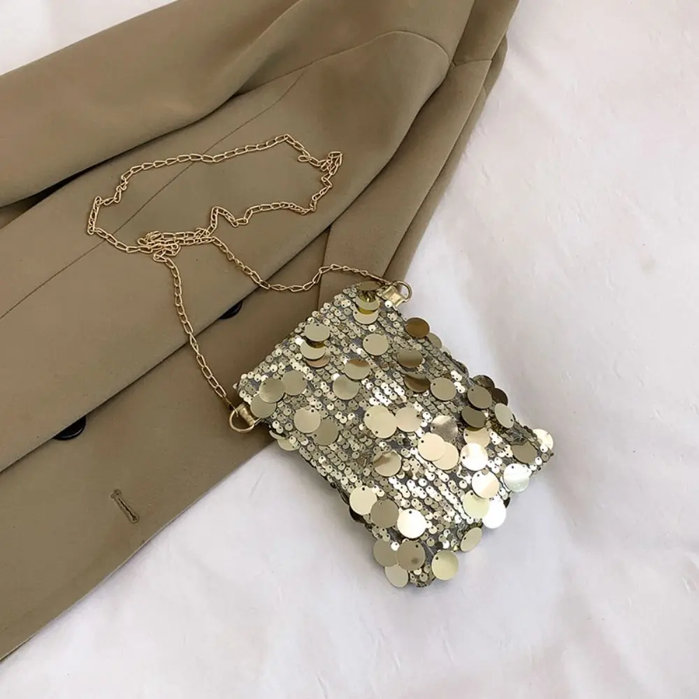 Casual Blingbling Sequin Crossbody Bag Cute Canvas Mini Square Bag Large Capacity Handbag Phone Purse Students