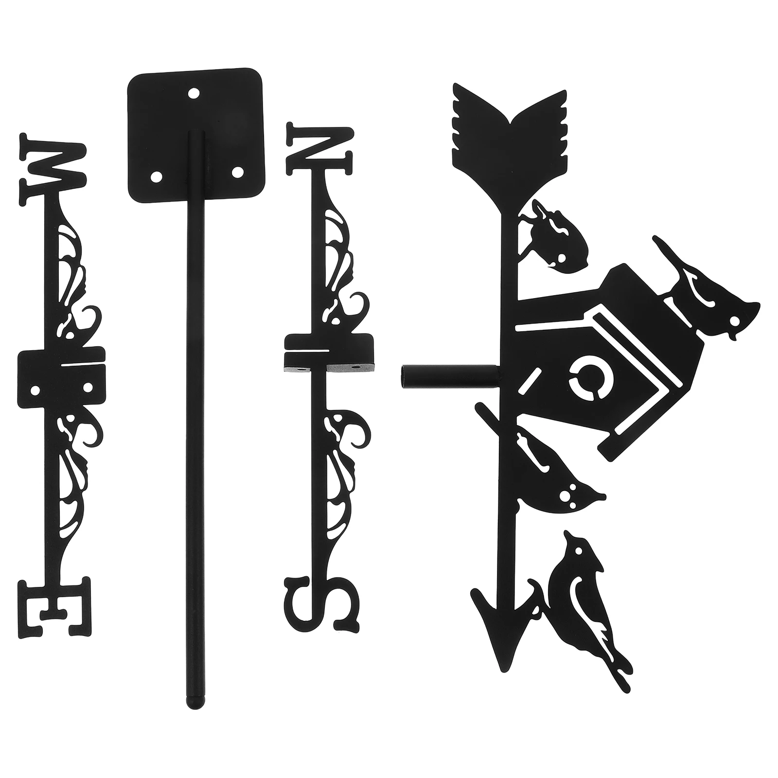 

Iron Outdoor Birdhouse Weathervane Metal Wind Direction Indicator for Garden Yard Roof Decoration Metal Weathervane