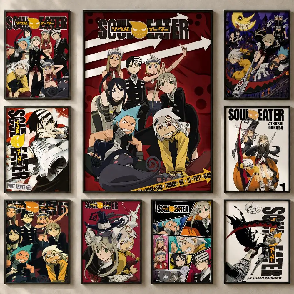 Anime S-Soul EaterS Poster Art  Self-Adhesive No Glue Residue Wall Sticker for Home Office Nursery