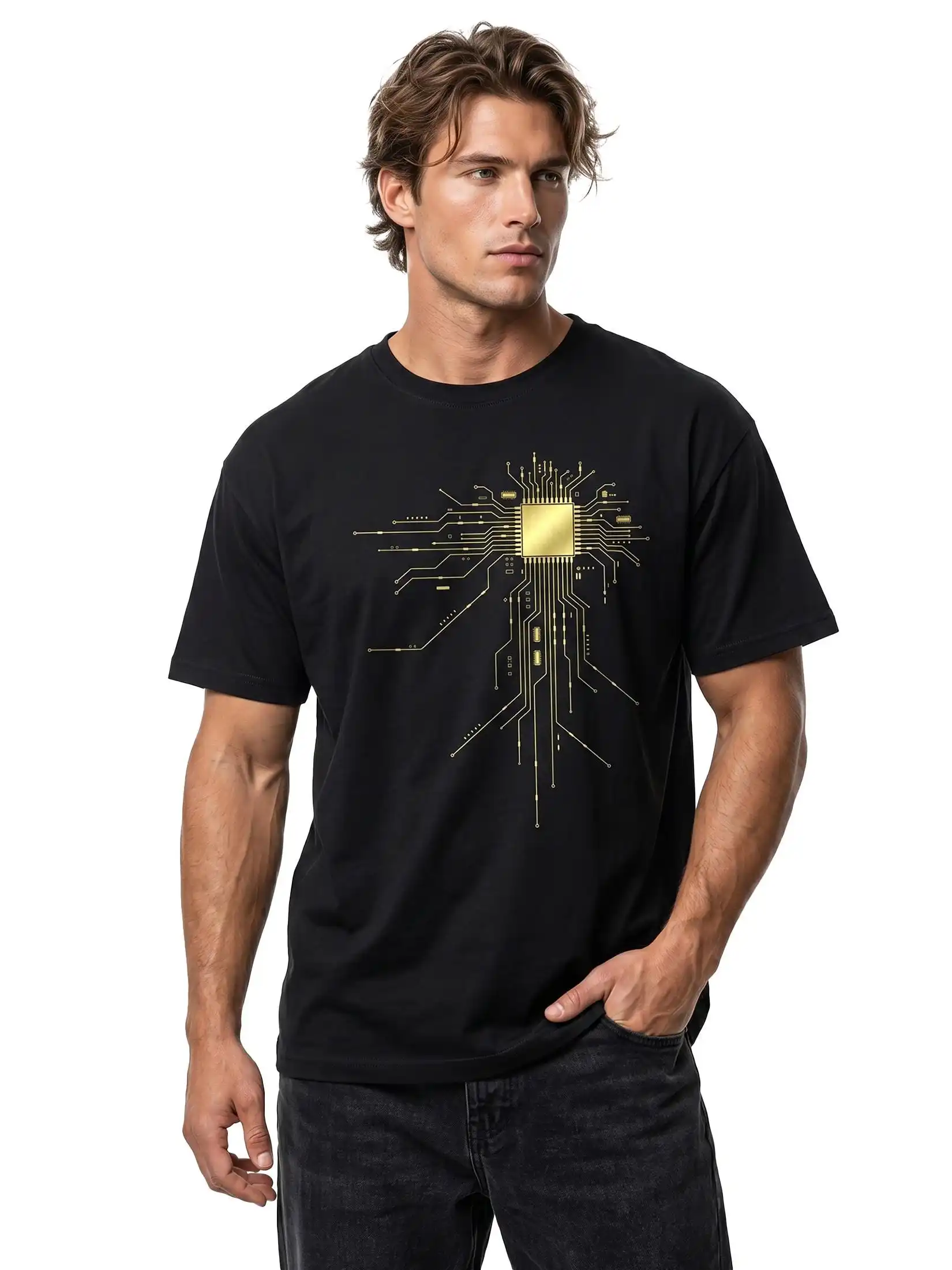 Summer Men's Casual Cotton T-shirt,   Cool Computer Geek T-Shirt for Men with 