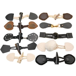 10 Pairs/set Resin PU Leather Horn Toggle Buttons Sewing On Closures Sewing Buttons For Coat Jacket Duffle Embellishment Olive