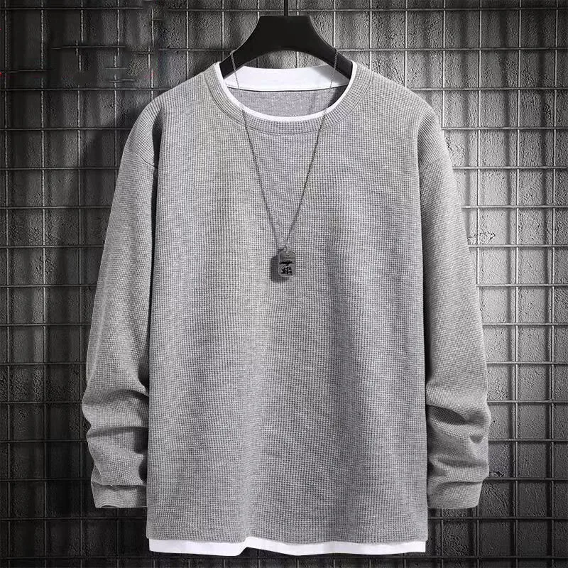 Loose Fit Men's Long Sleeve Hoodie Sweatshirt Fleece Lined Autumn Winter Fashion Outerwear T-Shirt Youth Trend round Neck