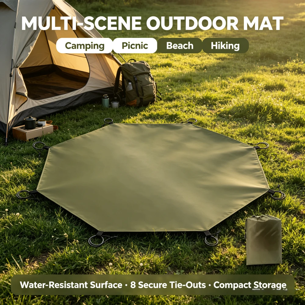 Round Outdoor Waterproof Camping Picnic Tent Mat Octagonal Beach Travel Hiking Mat Water Repellent Camping Mat Tent Mat