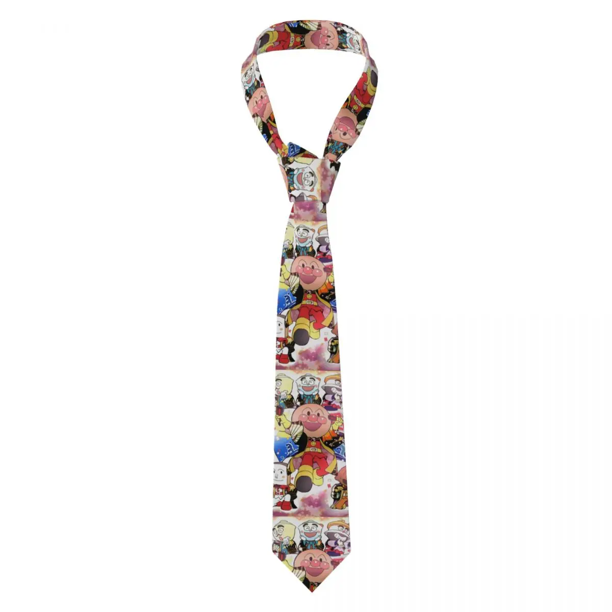 

Custom Cute Cartoons A-Anpanmanes Neck Ties for Men Classic Fashion Silk Party Necktie