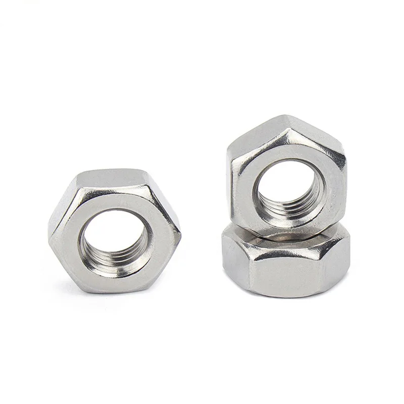 1-100PCS 304 Stainless Steel Hex Nuts M1.6M2M2.5M3M3.5M4M5M6M8M10M12M14M16M18M20M22M24DIN934 Locking Screw Cap Outer Hex Nut