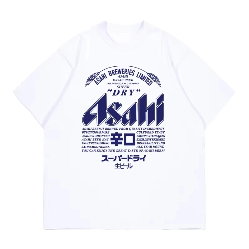 Japanische Asahi Bier T-shirt Sommer Männer Und Frauen Nicht-geschlecht Tragen Mit Amerikanischen Retro Lose Beiläufige Kurzen ärmeln kleidung