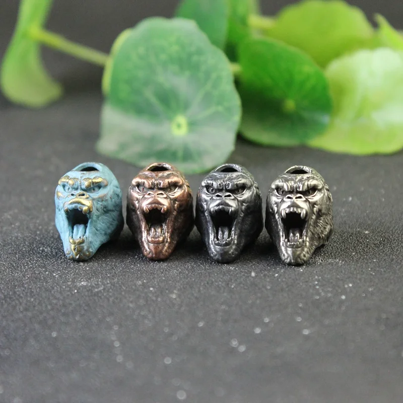 Angry Gorilla EDC Brass Knife Beads Cartoon Animal Orangutan ombrello intrecciato fai da te corda cordino Charms accessori ciondolo Paracord