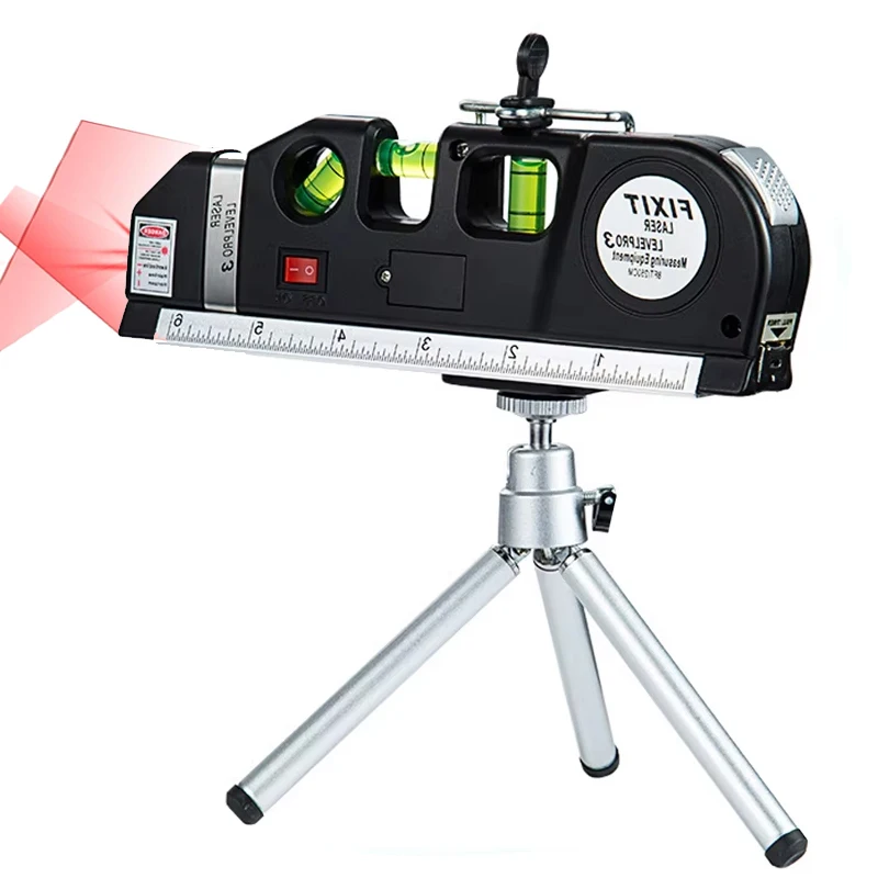 Laser Level Line Tool and Tripod Multipurpose Laser Level Kit Standard Cross Line Laser Leveler 8 Feet Measure Tape Ruler
