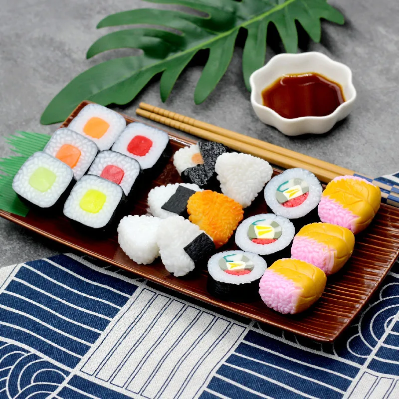 Simulated salmon sushi rice ball nori rice food model Japanese restaurant decoration shooting props