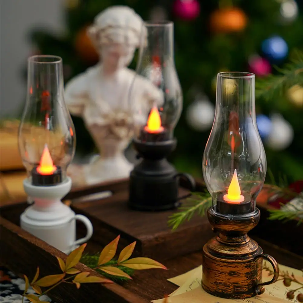 Unique Electronic Kerosene Lamp Creative Home Decoration Low Consumption 80s Old-fashioned Electronic Oil Lamp