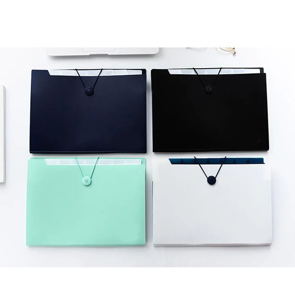 

A4 File Folder with 5 Pockets Plastic Document Organizer Dust Proof Buckle Design for Home Office School Bright Storage Bag