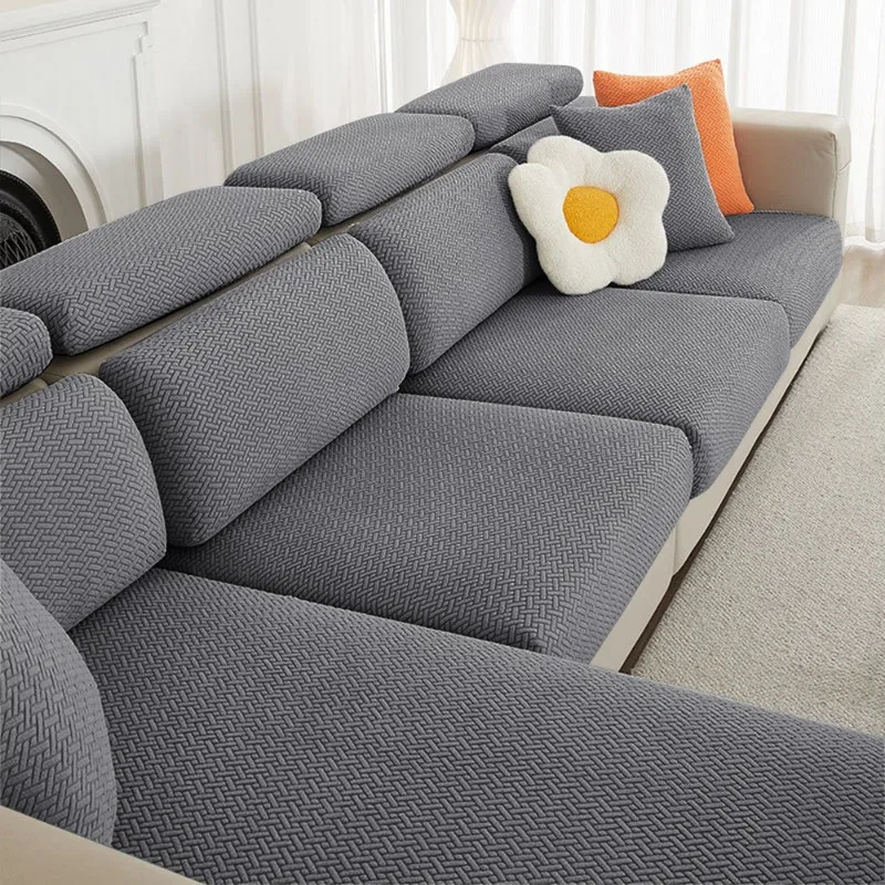 Jacquard bankhoes effen elastische bankkussenhoes woonkamer wasbaar spandex bankzit hoes chaise lounge huis huisdieren