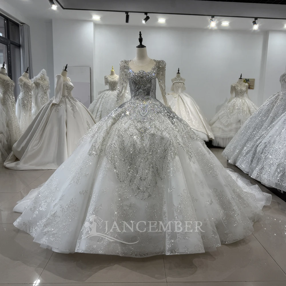 

Customized Long Sleeve 2025 Vintage Wedding Dress For Bridal Luxury Tassel Lace Princess Beading Ball Gowns Vestido De Novia