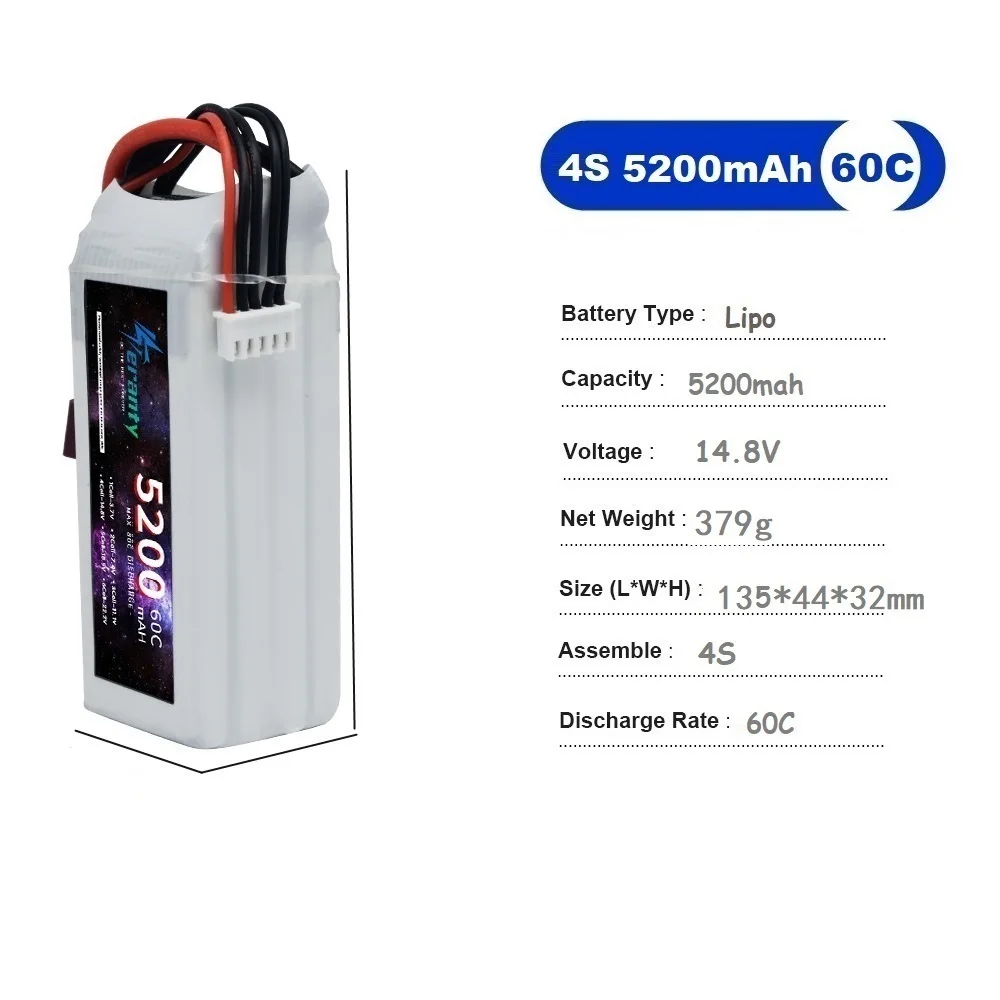 TERANTY 2S 3S 4S 6S 5200MAH 60C Akumulator Lipo 7.4V 11.1V 14.8V 22.2V Do Samolotów RC FPV Helikopterów Dronów Modeli Czołgów Hobby RC — zdjęcie produktu 4