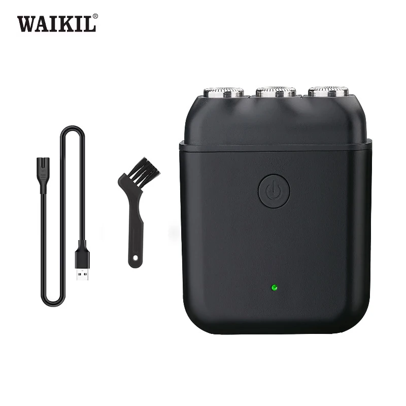 

WAIKIL Professional Men's Electric Three Blade Shaver Multi functional Rotating Shaver USB Charging Mini Portable Trimmer