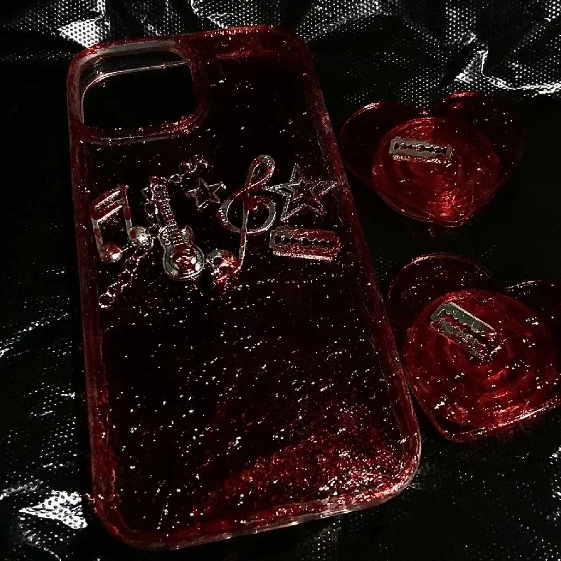 4088 Original 3D funda para teléfono móvil hecha a mano nota escarlata oscura estilo gótico Horror Punk personalizado regalo de Navidad y Halloween