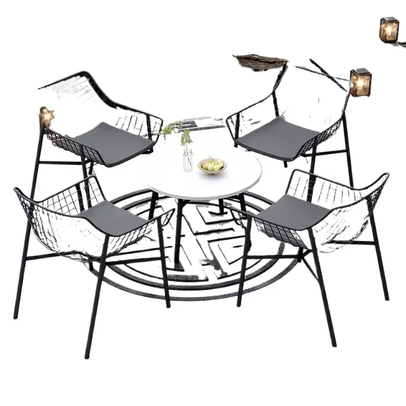 

Sales Department Hotel Villa Outdoor Open-air Balcony Wrought Iron Leisure Table and Chair