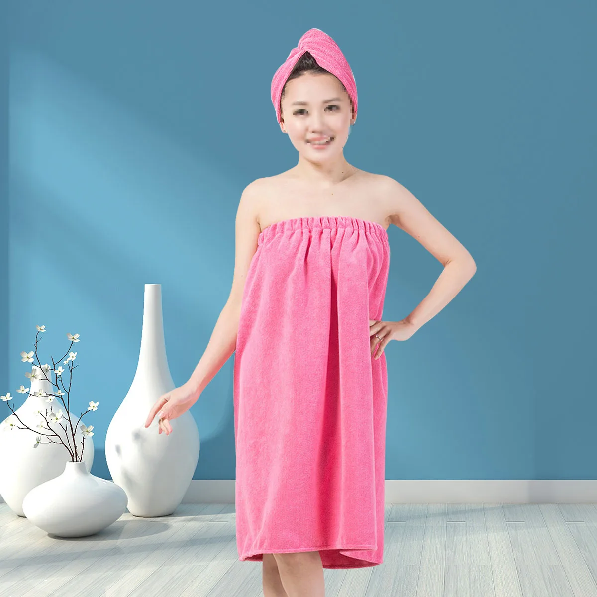 Topi Pengering Rambut Rosy, Handuk Mandi Penyerap Cepat Untuk Wanita, Handuk Mandi Lembut, Pembungkus Mandi Tanpa Ikat