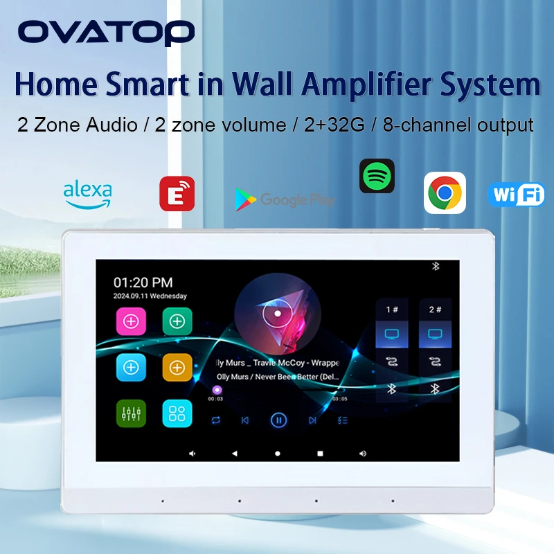 

Умный аудио сенсорный экран Android 11, система, Wi-Fi, TF, музыка, 8x30 Вт, потолочные динамики, панель управления, Bluetooth, настенные усилители