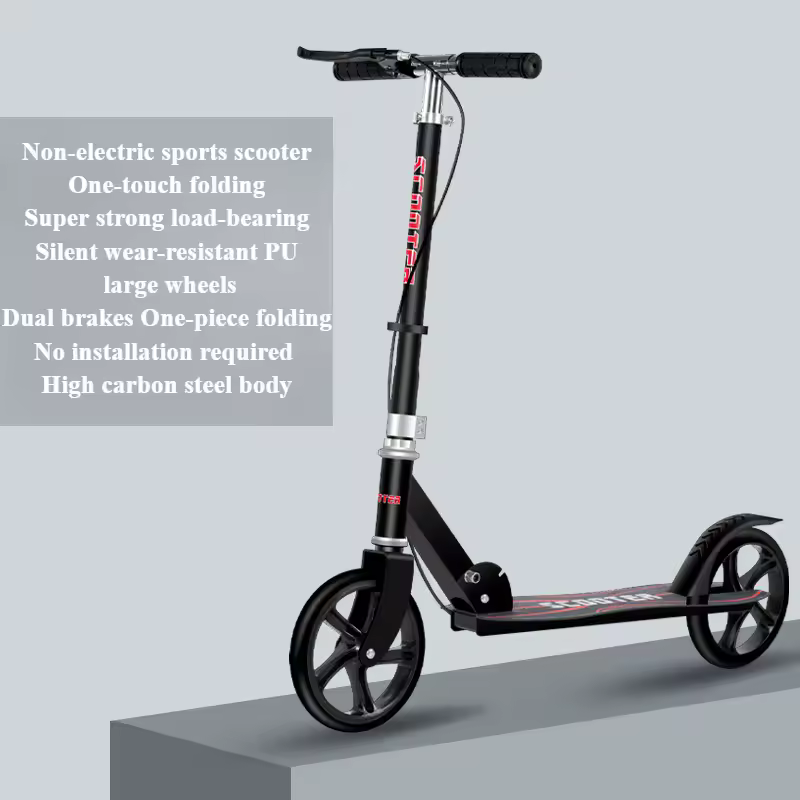 Portable Big Wheels Kick Scooter for Kids Teens and Adults Foldable Scooter with Adjustable Handlebars Dual Braking System